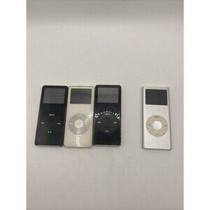 Lot of 4 Apple iPod Nano 1st & 2nd Gen – Works On Charger Only – Bad Batteries